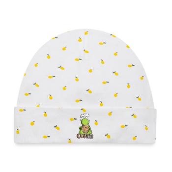 Frosch mit Cookie - Baby Premium Organic Mütze - Weiß/Zitronengelb - Vorne