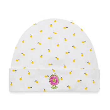 Frosch versteckt sich hinter Donut - Cookie - Baby Premium Organic Mütze - Weiß/Zitronengelb - Vorne