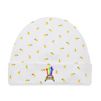 Pride Hände Regenbogen - Baby Premium Organic Mütze - Weiß/Zitronengelb - Vorne