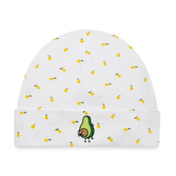 Lustig Avocado Hintern Arsch kratzen Geschenkidee - Baby Premium Organic Mütze - Weiß/Zitronengelb - Vorne