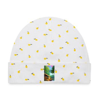 Charmante Hütte am See - Baby Premium Organic Mütze - Weiß/Zitronengelb - Vorne
