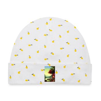 Charmante Hütte am See - Baby Premium Organic Mütze - Weiß/Zitronengelb - Vorne