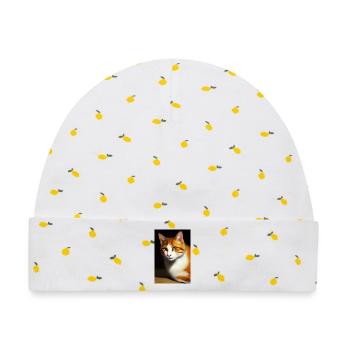 Katzen Bild - Baby Premium Organic Mütze - Weiß/Zitronengelb - Vorne