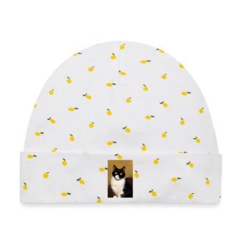 Katzen Bild - Baby Premium Organic Mütze - Weiß/Zitronengelb - Vorne