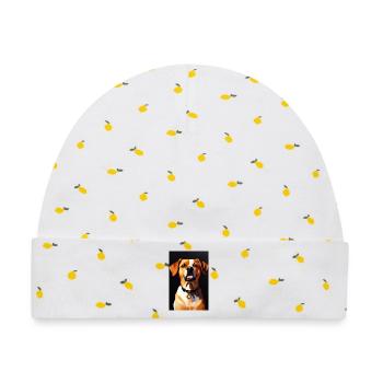 Hunde Bild - Baby Premium Organic Mütze - Weiß/Zitronengelb - Vorne
