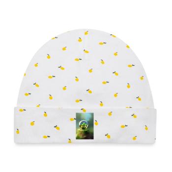 Frosch Kugel - Baby Premium Organic Mütze - Weiß/Zitronengelb - Vorne