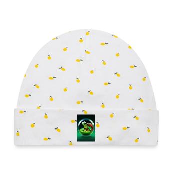 Frosch in einer Kugel - Baby Premium Organic Mütze - Weiß/Zitronengelb - Vorne