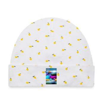 Bunte Steine - Baby Premium Organic Mütze - Weiß/Zitronengelb - Vorne