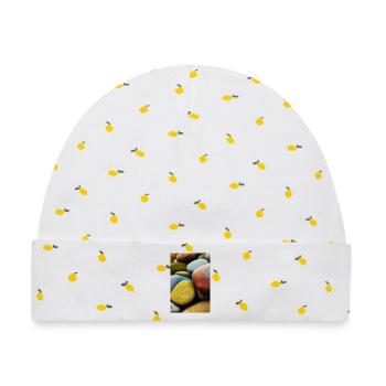 Bunte Steine - Baby Premium Organic Mütze - Weiß/Zitronengelb - Vorne