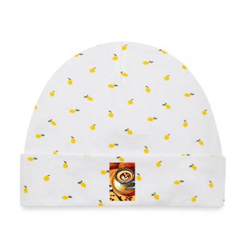 Kaffee, Kaffeebohnen - Baby Premium Organic Mütze - Weiß/Zitronengelb - Vorne