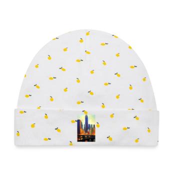New York City Skyline - Baby Premium Organic Mütze - Weiß/Zitronengelb - Vorne