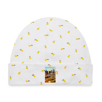 New York City Skyline - Baby Premium Organic Mütze - Weiß/Zitronengelb - Vorne