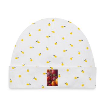 Früchte - Baby Premium Organic Mütze - Weiß/Zitronengelb - Vorne