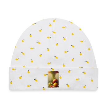 Früchte - Baby Premium Organic Mütze - Weiß/Zitronengelb - Vorne