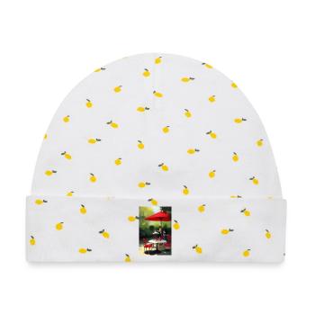 Asiatisches Cafe im Freien - Baby Premium Organic Mütze - Weiß/Zitronengelb - Vorne