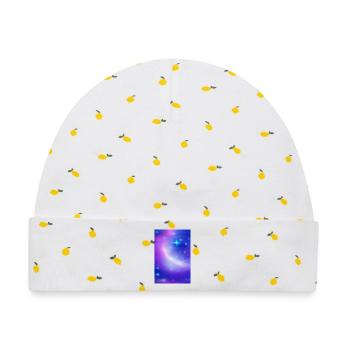 Galaxie Bild - Baby Premium Organic Mütze - Weiß/Zitronengelb - Vorne