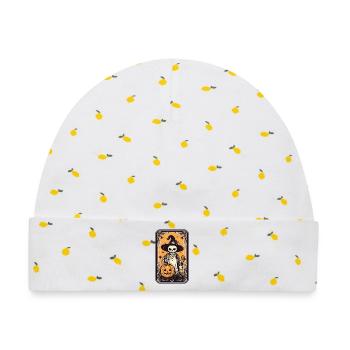 Tarot Hexen Skelett Karte mit Kürbis - Baby Premium Organic Mütze - Weiß/Zitronengelb - Vorne