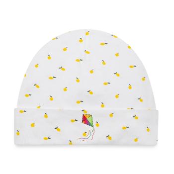bunter Drachen fliegt mit bunten Bänder im Herbst - Baby Premium Organic Mütze - Weiß/Zitronengelb - Vorne