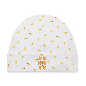 Ausdrucksstarkes, mutiges Typografie-Design - Baby Premium Organic Mütze - Weiß/Zitronengelb - Vorne