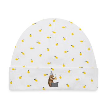 Eichhörnchen mit Lampe und Kissen - Baby Premium Organic Mütze - Weiß/Zitronengelb - Vorne