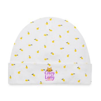 Dame folle des Chats - Crazy Cat Lady - Baby Premium Organic Mütze - Weiß/Zitronengelb - Vorne