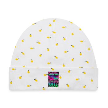 Cosmic Vibes 90s Retro Neon - Baby Premium Organic Mütze - Weiß/Zitronengelb - Vorne