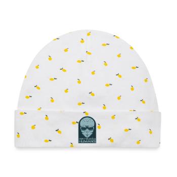 Kosmischer Außerirdischer mit Sonnenbrille und Mond - Baby Premium Organic Mütze - Weiß/Zitronengelb - Vorne