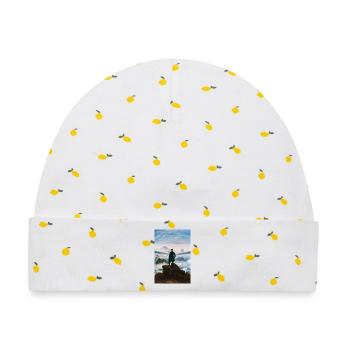 Caspar David Friedrich Wanderer über dem Nebelmeer - Baby Premium Organic Mütze - Weiß/Zitronengelb - Vorne
