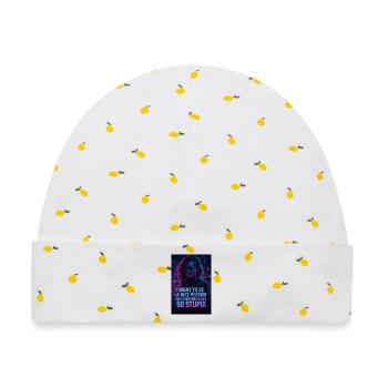 Humorvoller Neon-Design mit sarkastischem Spruch - Baby Premium Organic Mütze - Weiß/Zitronengelb - Vorne