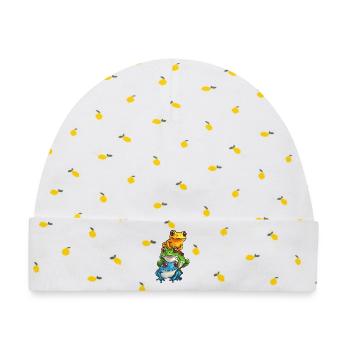 Gestapelte Frösche Cartoon-Design - Baby Premium Organic Mütze - Weiß/Zitronengelb - Vorne