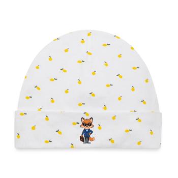 Fox Geschäftsmann eleganter Anzug mit Aktentasche - Baby Premium Organic Mütze - Weiß/Zitronengelb - Vorne