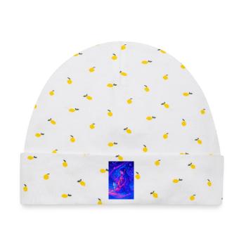 "Yukionna & der weiße Fuchs – Neonträume im Schnee - Baby Premium Organic Mütze - Weiß/Zitronengelb - Vorne