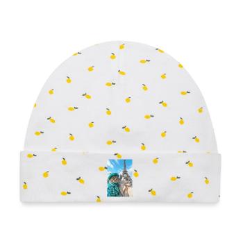 Stilvolle Katzen im Winter in Paris - Baby Premium Organic Mütze - Weiß/Zitronengelb - Vorne