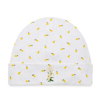 Lilienliebhaber Blumendesign - Baby Premium Organic Mütze - Weiß/Zitronengelb - Vorne