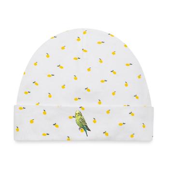 Virale Wellensittichillustration - Baby Premium Organic Mütze - Weiß/Zitronengelb - Vorne