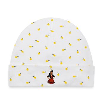 Bretonin in traditioneller Tracht - Baby Premium Organic Mütze - Weiß/Zitronengelb - Vorne