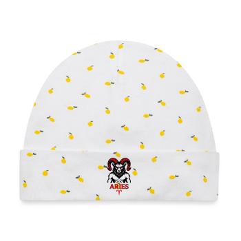 Aries Sternzeichen mit Hörnersymbol - Baby Premium Organic Mütze - Weiß/Zitronengelb - Vorne