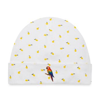 Bunter Papagei Patchwork - Baby Premium Organic Mütze - Weiß/Zitronengelb - Vorne