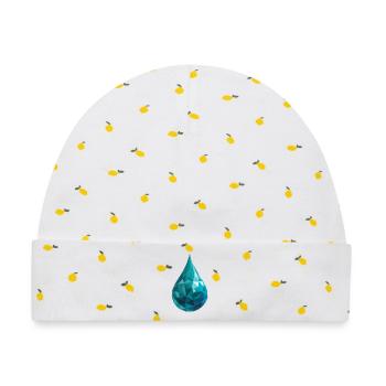 Wassertropfen - Cooles Low Poly Logo - Baby Premium Organic Mütze - Weiß/Zitronengelb - Vorne