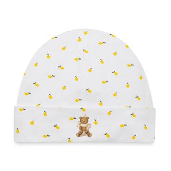 Teddybär Geburtstagsfeier - Baby Premium Organic Mütze - Weiß/Zitronengelb - Vorne