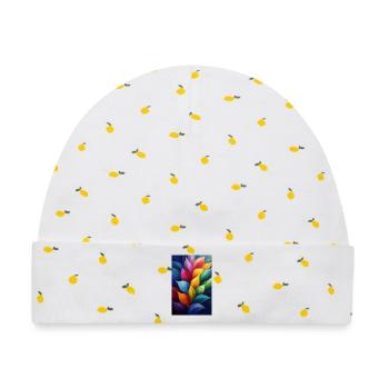 Abstrakte Pflanzenillustration - Baby Premium Organic Mütze - Weiß/Zitronengelb - Vorne