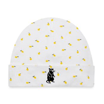 Bitte Design hochladen - Baby Premium Organic Mütze - Weiß/Zitronengelb - Vorne