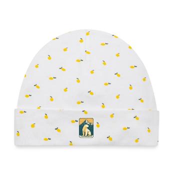 Polar Bär vor Berglandschaft - Baby Premium Organic Mütze - Weiß/Zitronengelb - Vorne