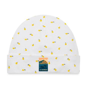 La Gomera Delfine - Baby Premium Organic Mütze - Weiß/Zitronengelb - Vorne