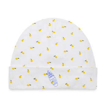 Surfbrett Muster - Baby Premium Organic Mütze - Weiß/Zitronengelb - Vorne