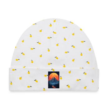 Illustration einer Gebirgslandschaft - Baby Premium Organic Mütze - Weiß/Zitronengelb - Vorne