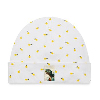 Illustration einer Schildkröte - Baby Premium Organic Mütze - Weiß/Zitronengelb - Vorne