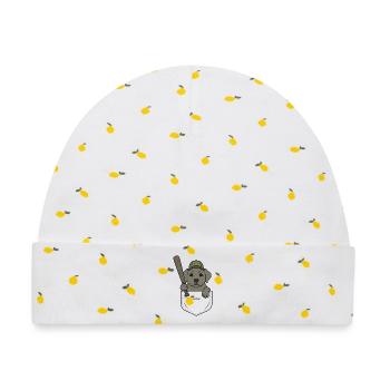 Pocket Player Hund Baseball - Baby Premium Organic Mütze - Weiß/Zitronengelb - Vorne