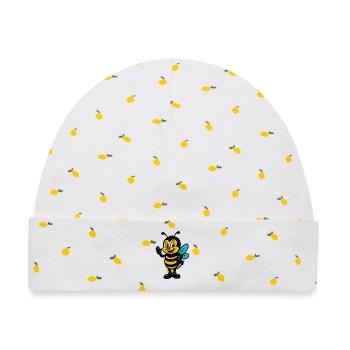 Fröhliche Honigbiene Cartoon Mascot - Baby Premium Organic Mütze - Weiß/Zitronengelb - Vorne