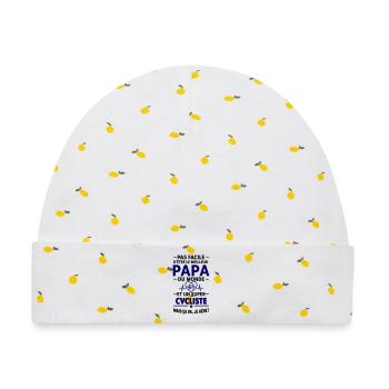Herz + Radfahren – Super Papa Radfahrer - Baby Premium Organic Mütze - Weiß/Zitronengelb - Vorne